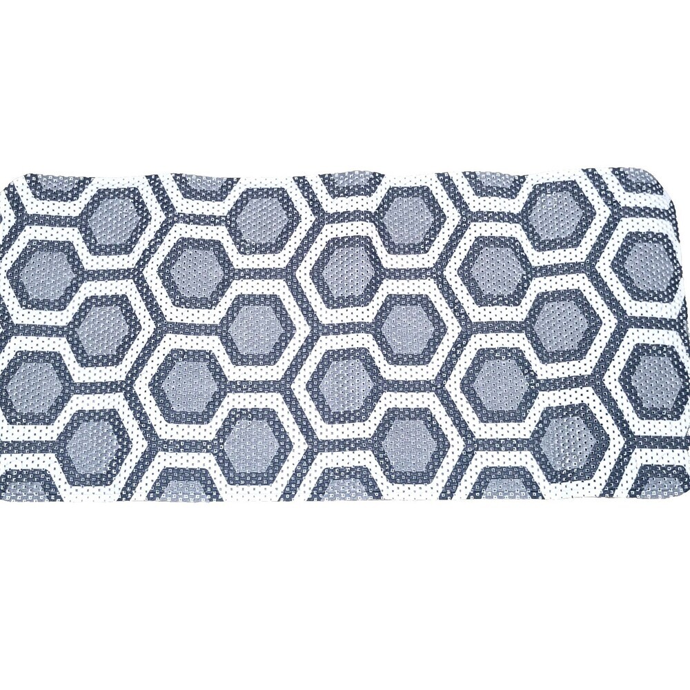 Bathtub Shower Mat Suction Cups Washable Bathroom Gray White Hexagons
